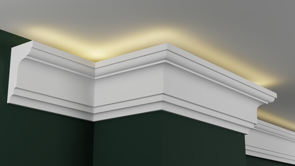 Карниз гипсовый профильный с подсветкой ГКС123.75.1